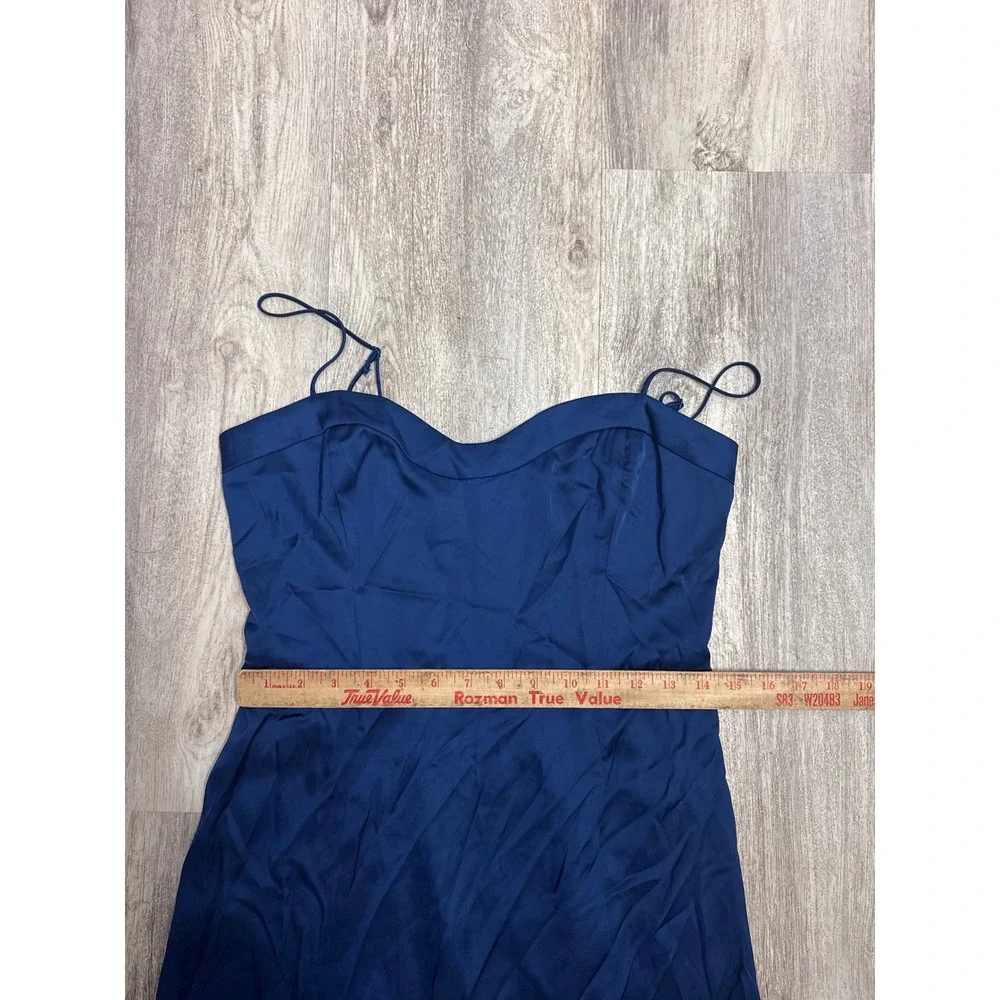 Abercrombie & Fitch Camille Satin Midi Dress Navy Blue High Slit Size Medium